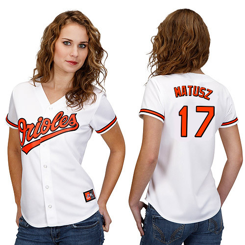 Brian Matusz #17 mlb Jersey-Baltimore Orioles Women's Authentic Home White Cool Base Baseball Jersey